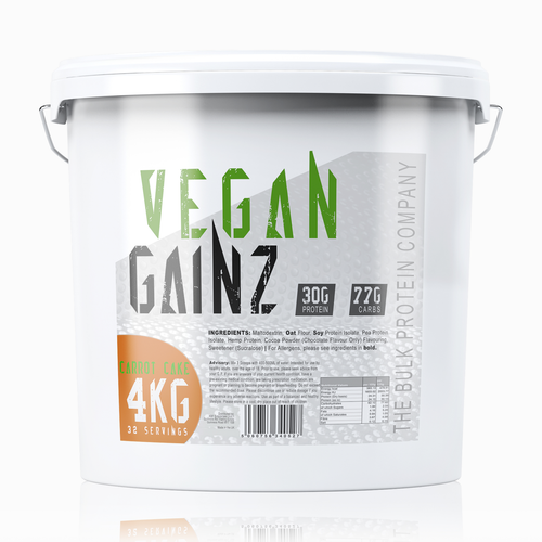TBPC Vegan Gainz 4kg Protein Powder Mass Gainer UK Carrot Cake
