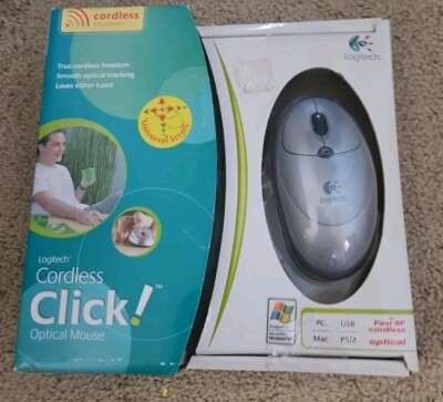 NEW in Box Logitech Cordless Click: Wireless Optical Mouse 2003 Fast RF Optical