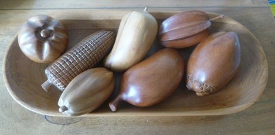 Corbeille En Bois Avec Ses Fruits Exotiques En Bois Ebay