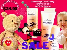 Young Living  2 Seedlings Linen Spray 2.7 fl oz Bottle Box 1 Lotion MIKEY.