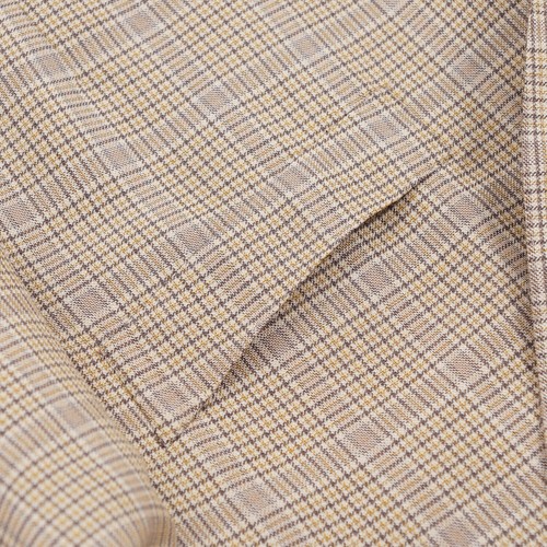 Isaia Slim Fit Tan-Yellow-Brown Check Wool-Silk Sport Coat 44R (Eu 54) NWT - Picture 4 of 8
