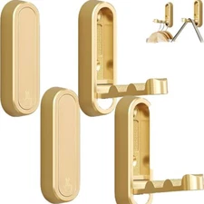 4PCS Folding Coat Hook Heavy Duty Wall Hooks Made of Zinc Alloy Foldable Gold...