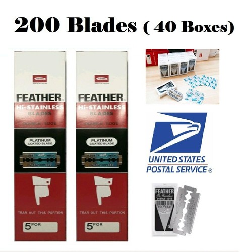 200 Feather Razor Double Edge Blades Hi-Stainless Platinum Coated Shaving Pack A - Picture 11 of 14