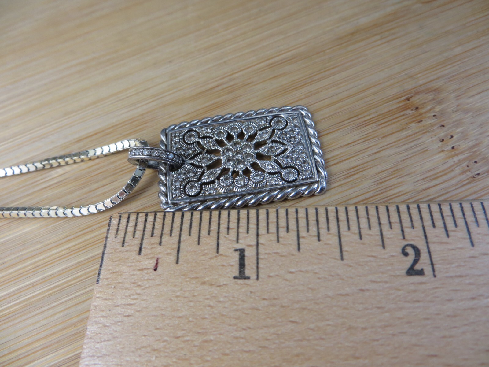 Large Rectangular 925 Filigree Sterling Silver Pe… - image 8