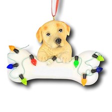 Kurt Adler YELLOW LABRADOR Puppy with Bone Personalizable Christmas Ornament
