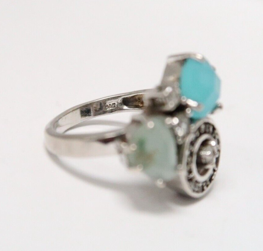 UNIQUE  STERLING SILVER MULTI- STONE RING size 7.… - image 4