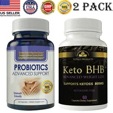 Probiotics Digestive Health Immune Supplement Keto BHB Fat Burn Weight Loss Caps