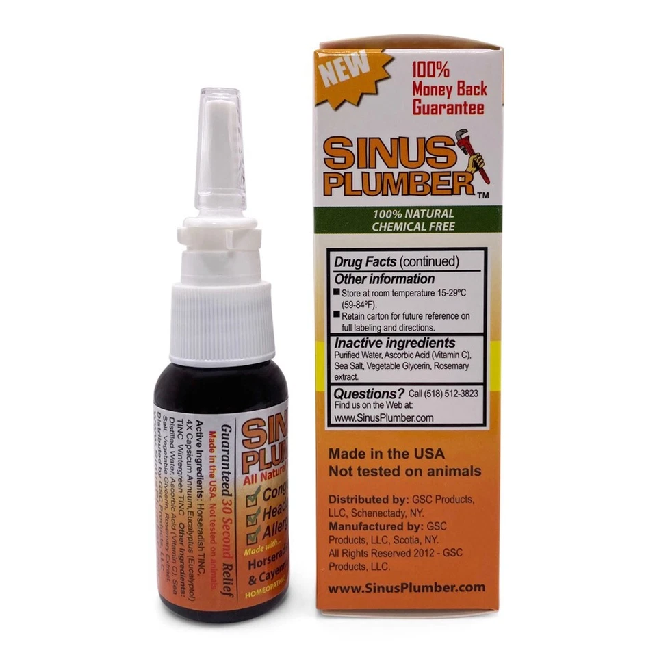 2 Pack Sinus Plumber Hot Pepper Capsaicin Nasal Spray Replaces Sinus Buster - Image 3 of 4