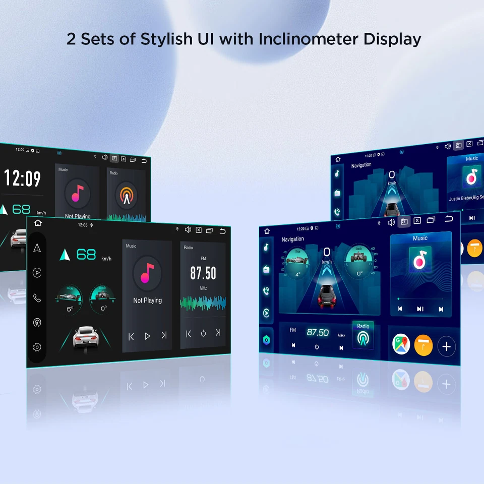 QLED 10.1" Adjustable Screen 1-DIN Android 14 8-Core 4+64GB Car Stereo GPS Radio - Image 3 of 4