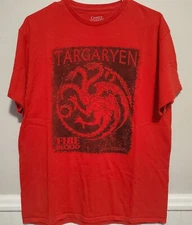*New* Game of Thrones House Targaryen Fire & Blood Large Red T-Shirt 