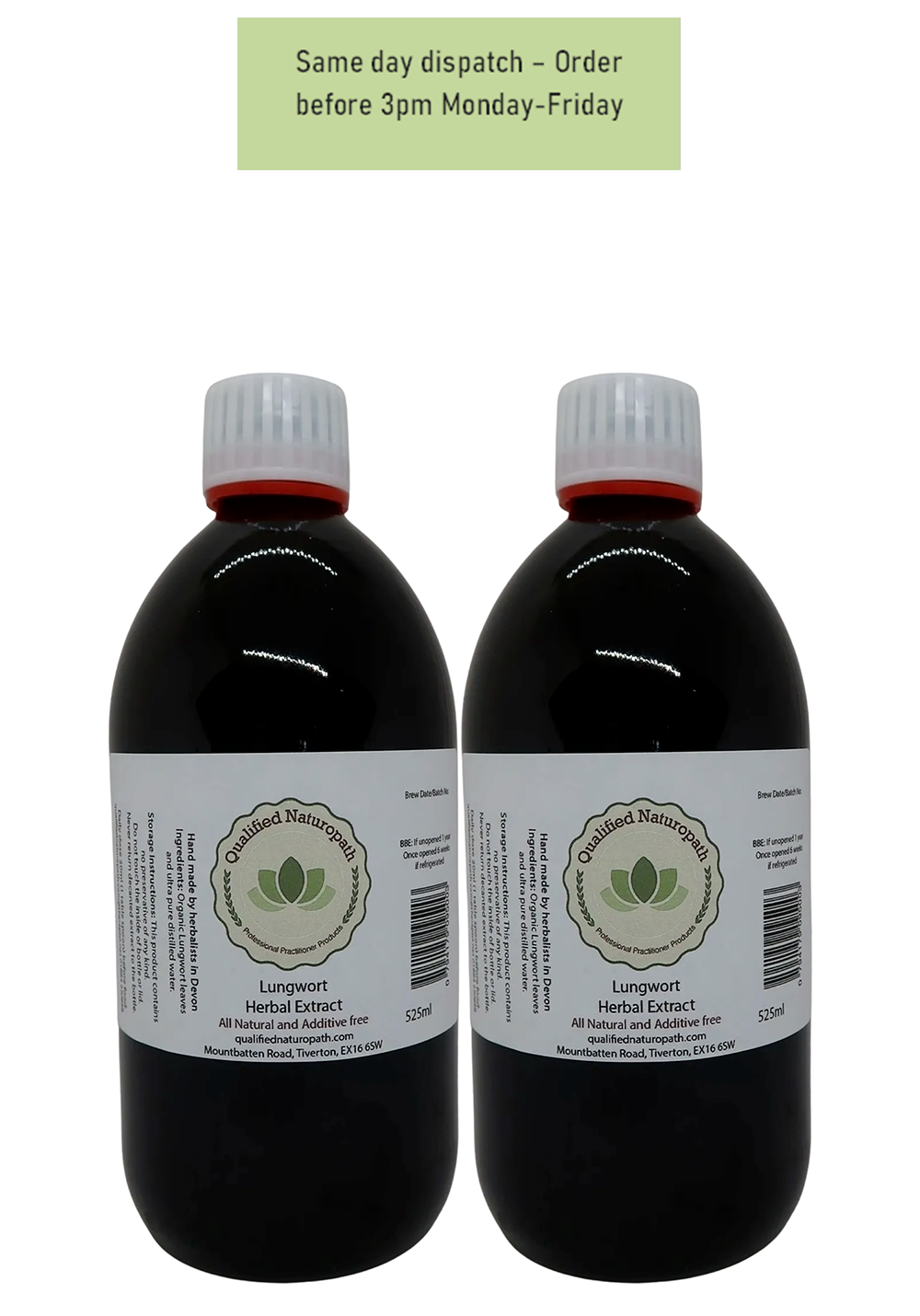 Lungwort Herbal Extract - Twin Pack 1050ml (2x525ml) - Next Day Delivery