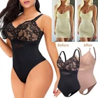Women Tummy Control Trainer Body Shaper Lace Shapewear Slim Bodysuit Padded Bra