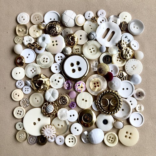 100+ Buttons, Unusual Mixed Colours/Designs, 2-4 Hole, Shank, 9-38mm, Lot #153