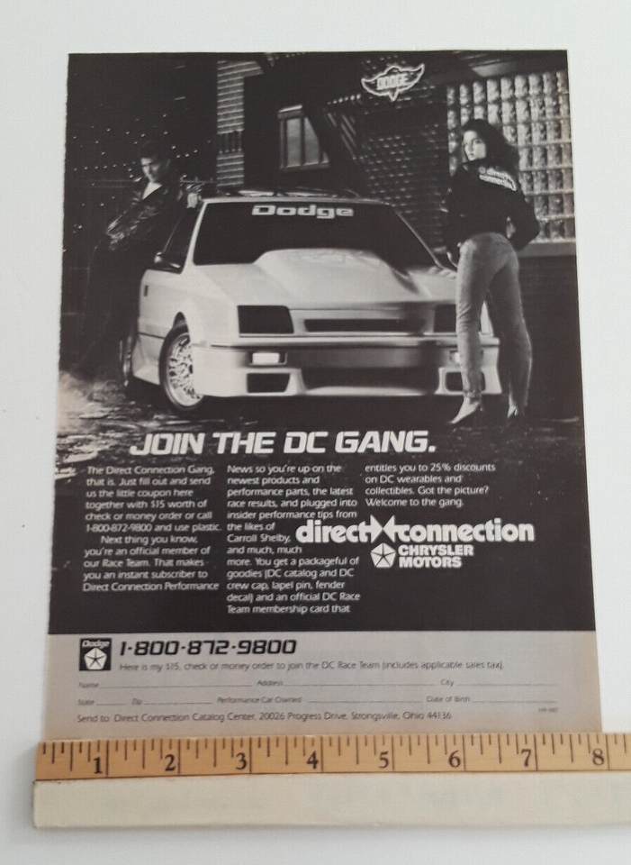 DODGE DIRECT CONNECTION SHADOW ORIGINAL 1987 AD | eBay