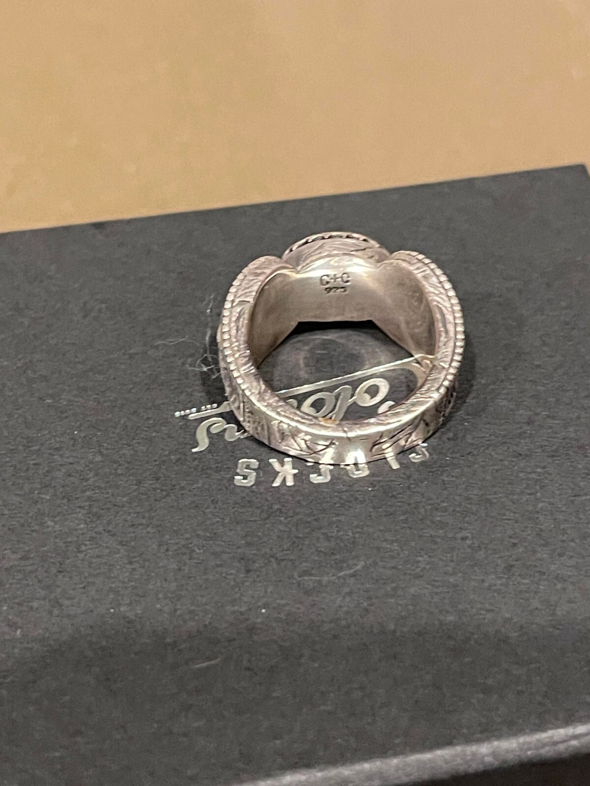 Clocks and Colours Rune Ring Black Onyx Size 10 Sterl… Gem