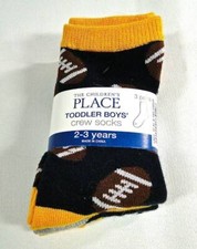 NEW Toddler Boy's The Children's Place Sports Football Soccer 3 Pack Crew Socks