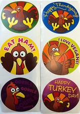 25 Fall Autumn Thanksgiving Turkey Stickers Party Favors Teacher Supply