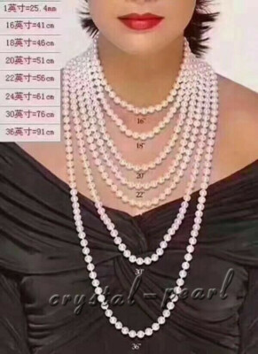 36 inch AAA+ 7 mm real natural Akoya south sea white pearl
