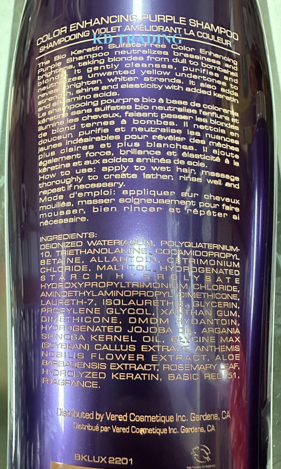(2-Pk) BIO KERATIN Protein Luxury COLOR ENHANCING PURPLE SHAMPOO Silver & Blonde