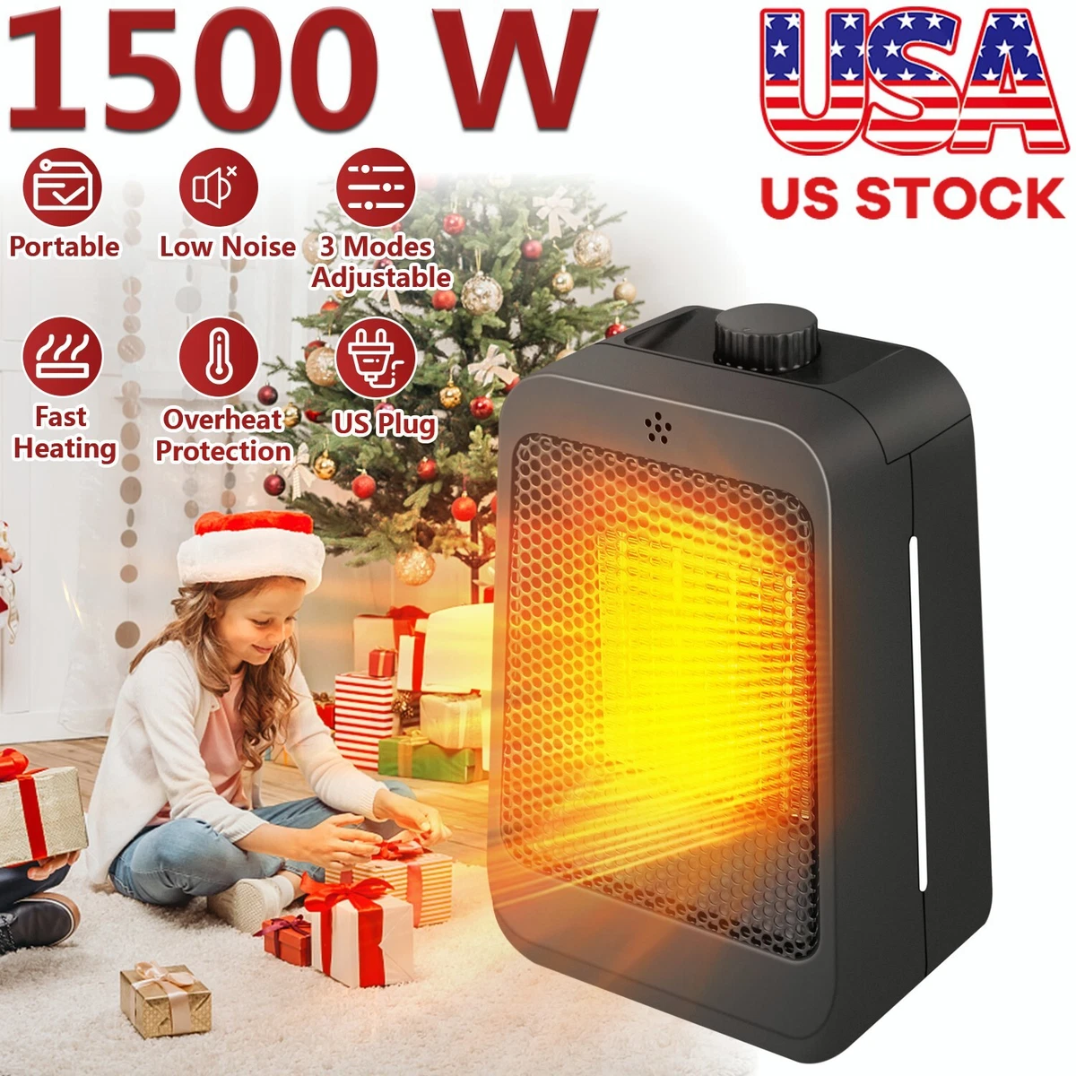 1500W Portable Electric Space Heater Mini Indoor Adjustable Thermostat  Warmer US | eBay