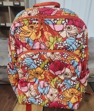 NWT Vera Bradley Essential Large Backpack Midday Garden Retro Orange Floral