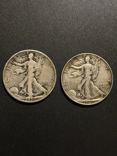 Lot of 2 Walking Liberty Half Dollars 1920 1946