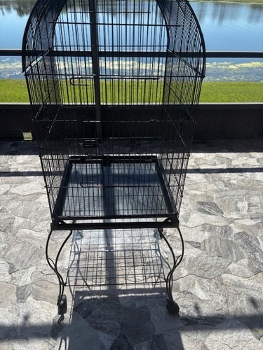 63.9" Rolling Bird Cage Open Top Powder Coated Quaker Parrot with Stand Wheels
