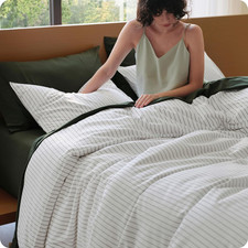 Bedsure Striped Duvet Cover Queen, 100 Washed Cotton Duvet Cover Linen  Like, Pu
