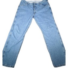 Rustler Jeans Men's 36x32 Denim Blue Pants Straight Leg Flat Front