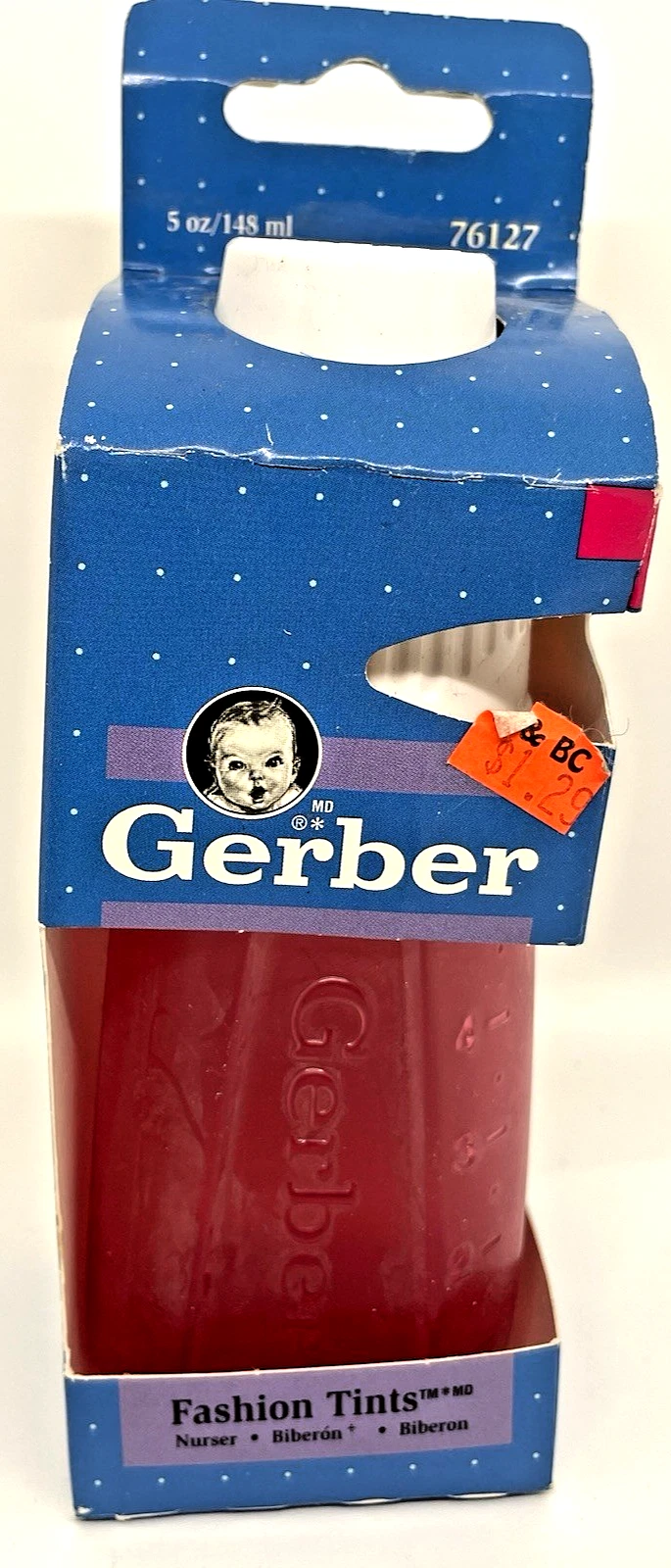 VTG Vintage 1996 Gerber Baby Bottle Fashion Tints Plastic Nurser rare red