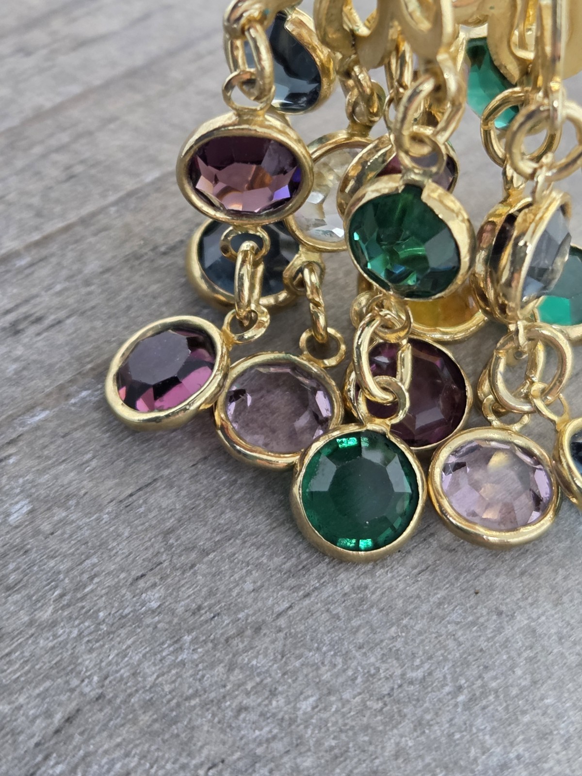 Multicolor Bezel Crystal Dangle Drop Earrings Mul… - image 3