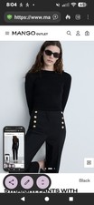 Mango black straight pants with gold jewel buttons. NWT. Size 4