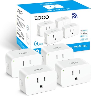 TP-Link Tapo Smart Plug Mini 15A, Home Wi-Fi Plug, Super 4-Pack, white 