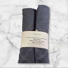 WelHome by Welspun 100% Cotton Geometric Tub Mat 2PK Set Gray