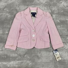 vintage 90s RALPH LAUREN ESSENTIALS sport coat Girls 2 2T white pink seersucker