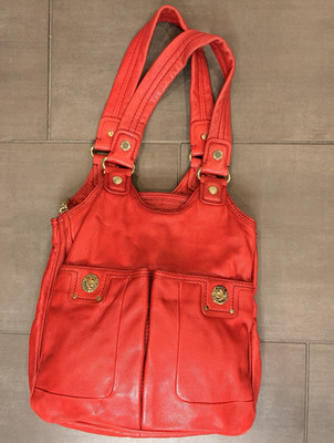 Marc by Marc Jacobs Totally Turnlock Teri Hobo Shoulder Bag Red Pebble Leather