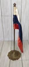 VTG Brass Flag Display Desk Or Tabletop Russian Flag Estate Sale Find See Add
