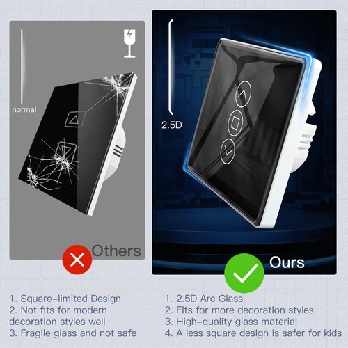 RF Smart TouchScreen Curtain Switch Roller Shutters Tuya APP Control For Alexa LCD - Picture 8 of 35