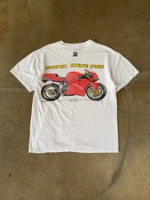 Vintage 90s Ducati 916 Moto Racing Turn One Promo White T-shirt Size Medium