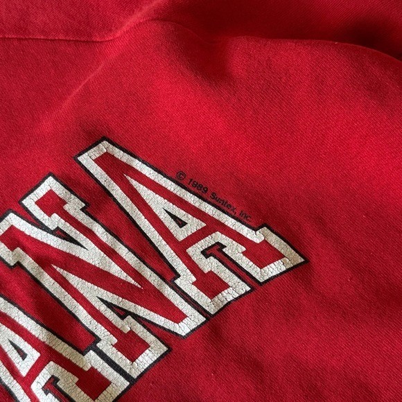 Vintage 1989 Indiana University Hoosiers Fruit of the Loom Sweatshirt Red View 3