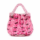 Murano-Style Art Glass Purse Vase – Pink, White, Black & Clear Swirl Vintage