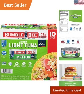MSC Certified Wild Caught Chunk Light Tuna - 5 oz Cans, 23g Protein, Pack of 10