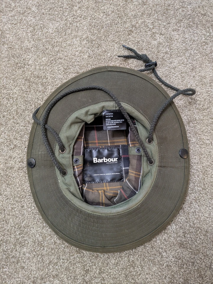 Barbour Hat Mens Medium Green H7505 Waxed Canvas 12" Brim - Image 2 of 4