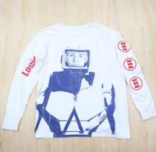 Logic T-Shirt Mens Large Robot Long Sleeve Print Spell Out Crewneck Band Tee