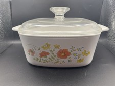 Corning Ware A-1 1/2-B 1.5 Qt Casserole w/ Glass Lid Floral Pattern – Vintage