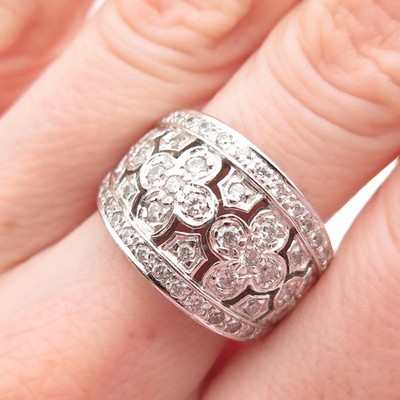 Ross Simons 925 Sterling Silber Ring Rundschliff C Z Floral Größe 9