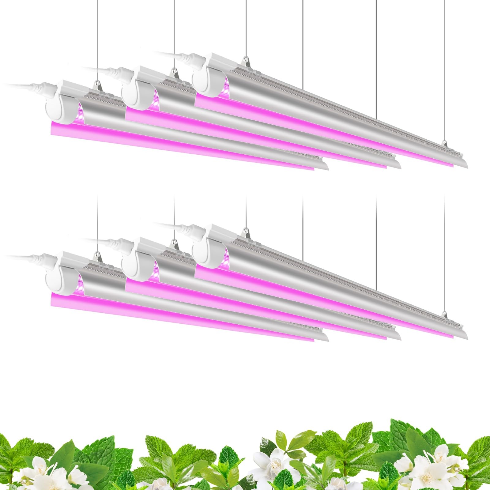 LED Grow Light, 252W(6 x 42W) 4ft T8, Full Spectrum, V-Shape