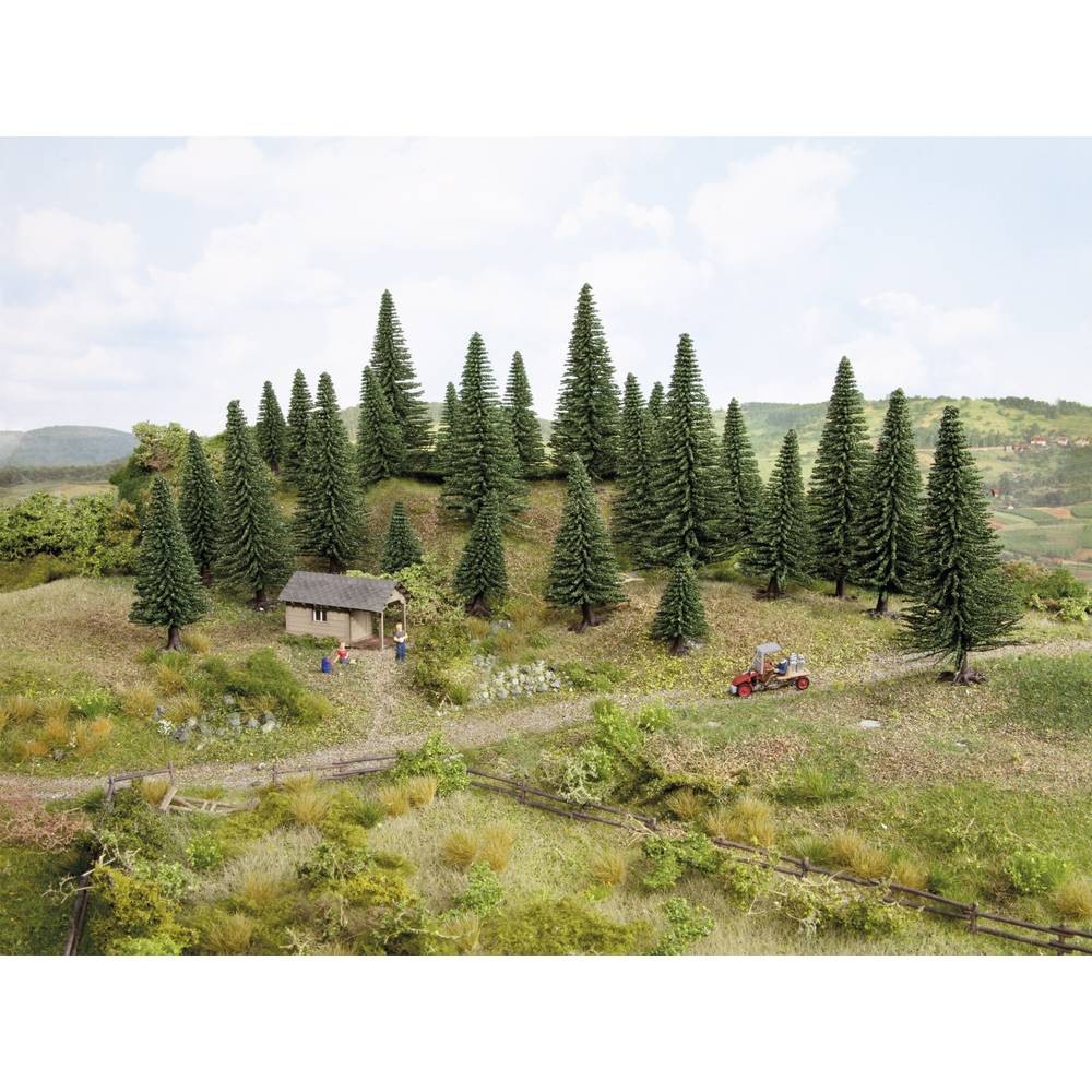 Sapins miniatures NOCH 26830 vert foncé pour créer une forêt de montagne sur diorama