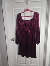 Plus Size Burgundy Velvety Holiday Dress