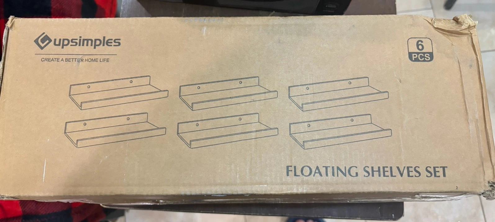 Floating Shelves Up Simples 6 PCS Rustic Wood Wall